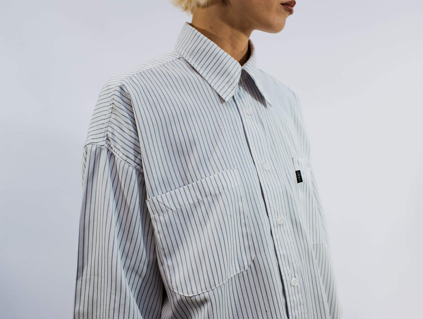 White Cropped longsleeve striped shirt